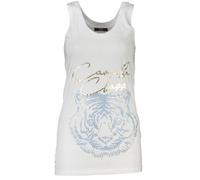 Cavalli Class Womens Tiger Graphic Tank Top - White Cotton - Size Medium