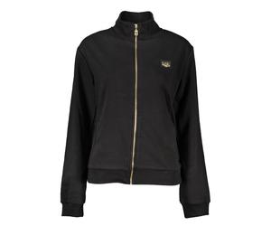 Cavalli Class Womens Zipup Knit Jacket - Black Cotton - Size Medium