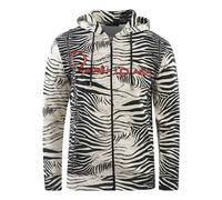 Cavalli Class Zebra Print Zip-Up Black Hoodie