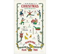 Cavallini & Co Twelve Days Of Christmas Tea Towel | 100% Cotton Kitchen Cook Gift Food