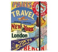 Cavallini - Large Lined Notebook - Travel Notebook - 6x8ins-144 Pages with Elastic Closure