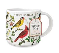 Cavallini Vintage Bird Design Mug, 14oz, Dishwasher and Microwave Safe, Decorative Gift Box Included