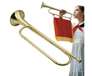 Cavalry Trumpet - Lightweight Brass Bugle, Classic Aesthetic Finish, Easy Play Design, B Flat Musical Instrument, Beginner Friendly | Ideal for Outdoor Marching Music Lessons Band Practice Ceremonial