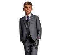Cavani Boys’ Slim Fit Formal Suit, Pageboy Wedding Prom Communion Outfit Dark Grey, 3 PC Verona, Age 7 Years