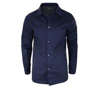 House Of Cavani Fang - Men's Mid Length Mac Overcoat Jacket Light Weight Beige Navy - Navy - 3XL
