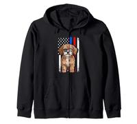 Cavapoo Dog American Flag Zip Hoodie