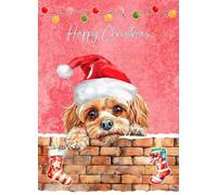 Cavapoo Dog Art Christmas Card - Xmas Card for Him Her Male Female Dog Pet