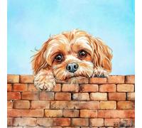 Cavapoo Dog Art Square Blank Greeting Card - Gift Idea Special Occasion Inside With Envelope Premium Unique Design Animal Cute Illustrated Wildlife Quality Included Uk Designed