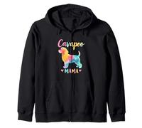 Cavapoo Dog Mama Design Colorful Cavapoo Mom Zip Hoodie
