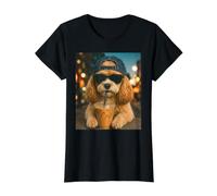 Cavapoo Drinking Iced Coffee Funny Doodle Dog Lover Value Graphic T-Shirt, Women, Black, L