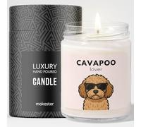 Cavapoo Gifts - Luxury Soy Wax Candle - Vanilla, Jasmine, Sugared Almond - Dogs in Shades - Makester