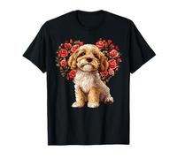 Cavapoo Valentine’s Day Floral Heart Design for Dog Lovers T-Shirt