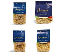 Cavatelli, anelli, strozzapreti and paccheri durum wheat pasta shapes, bronze-drawn, artisanally made at zero food miles, rough texture, excellent cooking performance, 4 x 500 g pack