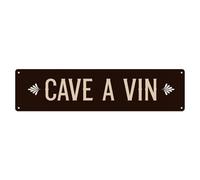Cave A Vin Logo With Decorative Flourishes Tin Sign Retro Metal Sign for Cafe Bar Pub Home Game Room Gym Club Wall Decoration Vintage Metal Poster 4x16 Inch