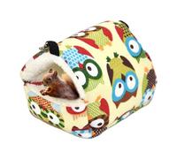 Cave Bed for Hamster, Squirrel Hammock | Cartoon Owl Pattern Hamster Toy Nest | Warm Cute Durable Reusable Comfortable Hamster Bed for Guinea Pig Hamster Fiira