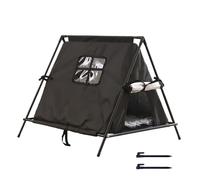 Cave Bed, Plush Hideaway Tent, Enclosed Sleeping Pod for Small Dogs, Soft Cushion Interior, Retreat Design for Napping, Indoor Animal Furniture, Neutral Black & Gray Color