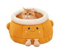 - Cave Bed - Soft Warm Orange Nest Design Cozy Cat Bed for Indoor and Outdoor Use | Comfortable Protection for Winter Car Camping Desk Bedside Fens