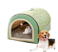 Cave Dog Bed, 2 in 1 Detachable Cat Bed with Ball Pendant, Covered Cat Hideaway, Flannel Cat Nest, Warm and Comfortable Dog Beds for Large Dogs, Washable Cat Caves for Indoor Cats