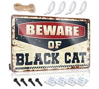 Cave Door Sign Beware Of Black Cat Tin Sign