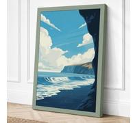 Cave Framing the Sea Coastal Canvas Wall Art Print 18x12 Inch