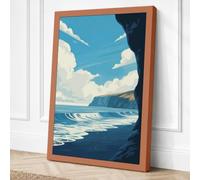 Cave Framing the Sea Coastal Canvas Wall Art Print 36x24 Inch