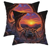 Cave Fun Tarantula Throw Pillow Covers 16x16 Set of 2, Soft Cool Spider Pillow Cases Kit with Zipper, Funny Scary Insect Decor for Couch Sofa Living Room Porch