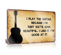 Cave Man Bar I Play The Guitar Because I'M Beautiful. Tin Sign Funny House Decor Tin Metal Sign(30X40CM)