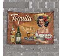 Cave Man Bar Tequila Time: A Vibrant Celebration with Lime and Style Tapestry Home Decor Men Man Cave Accessories and Decor(100X150CM)