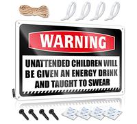 Cave Man Bar Unattended Children Will Be Given an Energy Drink and Taught to Swear Sign Funny Metal Poster ( Size : 20X30CM )