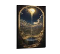 Cave Moonlight Waterfall Wall Art, Enchanted Decor, Fantasy Poster Artistic Wall Mural Modern Hanging Decor Poster24x36inch(60x90cm)