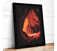 Cave Opening at Sunrise Framed Wall Art Print A1 Black