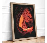 Cave Opening at Sunrise Framed Wall Art Print A1 Oak
