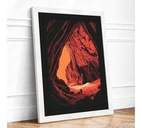 Cave Opening at Sunrise Framed Wall Art Print A3 White