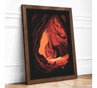 Cave Opening at Sunrise Framed Wall Art Print A4 Walnut