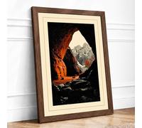 Cave Outlook Landscape Framed Wall Art Print A1 Walnut
