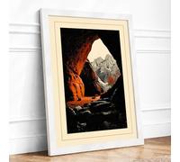Cave Outlook Landscape Framed Wall Art Print A1 White