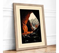Cave Outlook Landscape Framed Wall Art Print A4 Oak