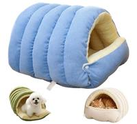 Cave Pet Bed, Cat Dog Cave Bed With Removable And Washable, Warm And Gentle On The Skin, Side Snap Button Design, for Small Dogs And Cats (Blue,Small)