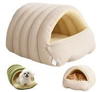 Cave Pet Bed, Cat Dog Cave Bed With Removable And Washable, Warm And Gentle On The Skin, Side Snap Button Design, for Small Dogs And Cats (Beige,Small)