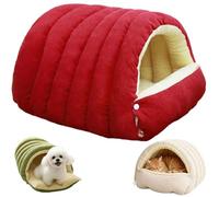 Cave Pet Bed, Cat Dog Cave Bed With Removable And Washable, Warm And Gentle On The Skin, Side Snap Button Design, for Small Dogs And Cats (Red,Large)