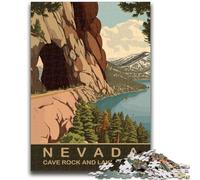 Cave Rock And Lake Tahoe JigsawPuzzle 1000 Pieces for Teenagers, Family Activity with Matching Poster And Trivia Sheet for Age 14+ 1000pcs(26x38cm)