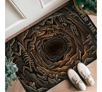 Cave Runner Rug, Adventure Natural Skeleton Bones Halloween Brown Non-Slip Doormat Throw Rug Edge Binding for Kitchen Laundry Room Doorway Entryway Decor 2x3 Ft