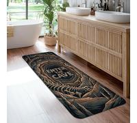 Cave Runner Rug, Halloween Spooky Skeleton Bones Halloween Black Low Pile Sponge Rectangle Floor Carpets Edge Binding for Kitchen Laundry Room Doorway Entryway Decor 2x6 Ft