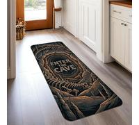 Cave Runner Rug, Halloween Spooky Skeleton Bones Halloween Black Low Pile Sponge Rectangle Floor Carpets Edge Binding for Kitchen Entryway Bedside Laundry Decor 2x5 Ft