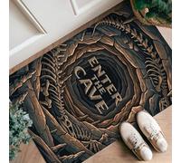 Cave Runner Rug, Halloween Spooky Skeleton Bones Halloween Black Non-Slip Edge Binding Doormat Throw Rug Rectangle for Kitchen Entryway Laundry Hallway Decor 2x3 Ft