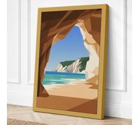 Cave to Seascape Coastal Canvas Wall Art Print 24x16 Inch