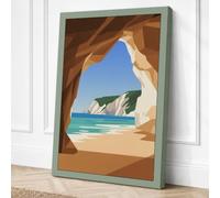 Cave to Seascape Coastal Canvas Wall Art Print 24x16 Inch