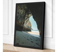 Cave to Shoreline Coastal Canvas Wall Art Print 30x20 Inch