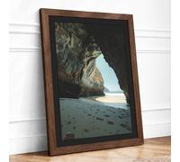 Cave to Shoreline Coastal Framed Wall Art Print A2 Walnut