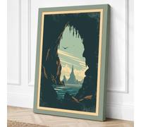Cave View at Horizon Vintage Canvas Wall Art Print 30x20 Inch